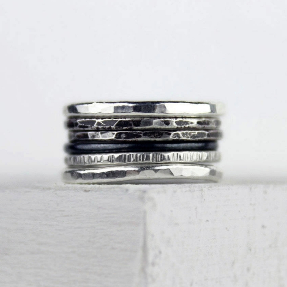 One Fine Silver Hammered Stacker Ring, Discount on Multiples